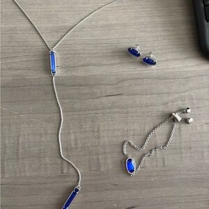 Kendra Scott Silver and Blue Jewelry Set (Lariat, Elaina, Ellie in Cobalt)